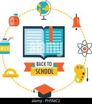 Back to school background with study theme icons Stock Vector
