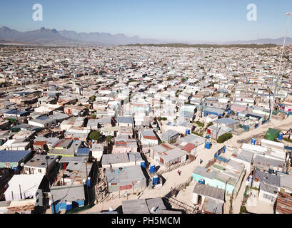 Aerial view over a township near Cape Town, South Africa Stock Photo