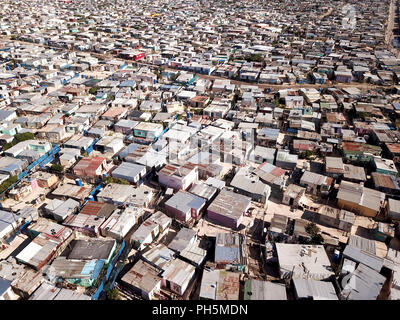 Aerial view over a township near Cape Town, South Africa Stock Photo