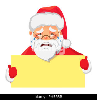 Santa Claus holding blank sign Portrait Isolated on White Background ...
