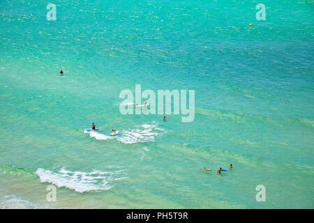 Aerial Clearwater Ocean Scene at Panama City Beach, Florida, USA Stock Photo