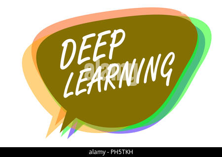 Word writing text Deep Learning. Business concept for Hierarchical Abstractions Artificial Intelligence Algorithm Speech bubble idea message reminder  Stock Photo