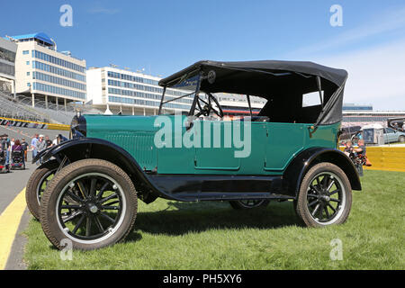 CONCORD, NC - April 8, 2017:  A 1927 Ford Model A automobile on display at the Pennzoil AutoFair classic car show held at Charlotte Motor Speedway. Stock Photo