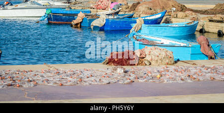 Boats on harbor in Nador city Stock Photo