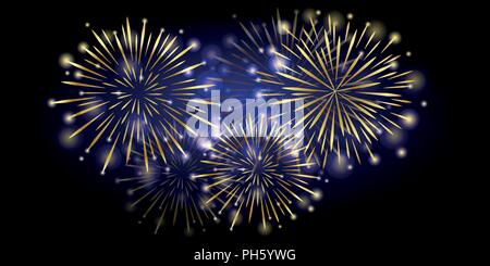 golden shiny new year firework at night vector illustration EPS10 Stock Vector