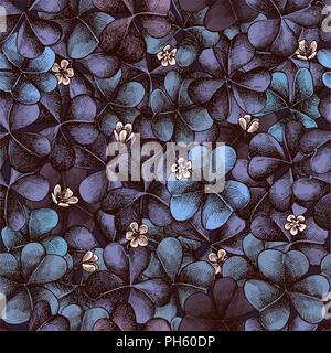 Vector seamless pattern with compositions of hand drawn oxalis Stock Vector