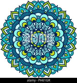 Vector illustration Color floral mandala. Vintage green decorative elements. Stock Vector