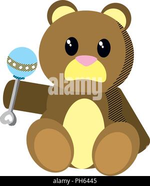 bear teddy cute toy with rattle Stock Vector
