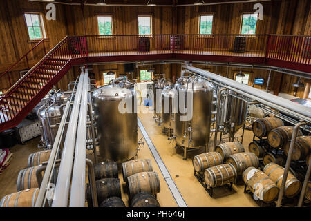 Pine Bush, NY /USA - June 9, 2018: Overview of Angry Orchard Barrel Room. Stock Photo