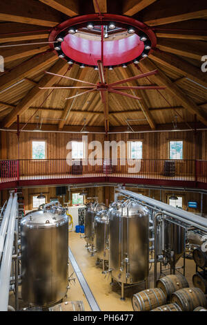 Pine Bush, NY /USA - June 9, 2018: Vertical view of Angry Orchard Barrel Room. Stock Photo