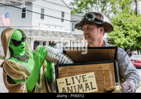 Pine Bush, NY /USA - June 9, 2018: Alien Hunter Costume Stock Photo