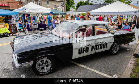 Pine Bush, NY /USA - June 9, 2018: Black and white UFO Patrol car. Stock Photo