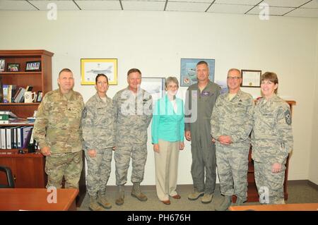 Senior leaders of the South Dakota National Guard had a unique opportunity to meet with the Honorable Heather Wilson, Secretary of the Air Force, at Joe Foss Field, June 26. Stock Photo