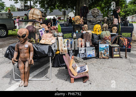 Pine Bush, NY /USA - June 9, 2018: scary movie memorabilia collection. Stock Photo