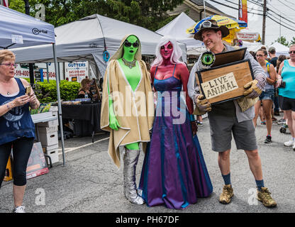Pine Bush, NY /USA - June 9, 2018: Tourist snaps photo at Alien Stroll. Stock Photo