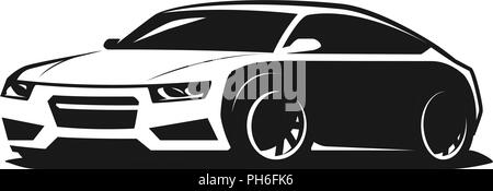 Sport car logo or icon. Rally, garage symbol. Vector illustration Stock Vector