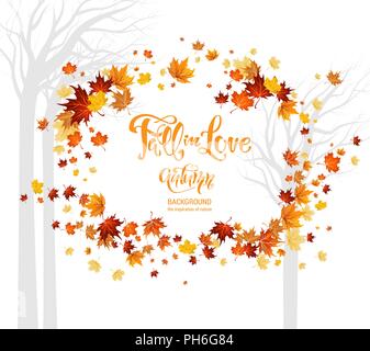 Fall in love leaves Stock Vector