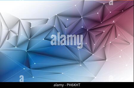 Vector 3D Illustration Geometric, Polygon, Line,Triangle pattern shape with molecule structure. Polygonal with green, blue background. Abstract scienc Stock Vector