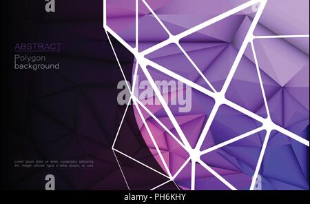 Vector 3D Geometric, Polygon, Line, Triangle pattern shape for wallpaper or background. Illustration low poly, polygonal design  Abstract science, fut Stock Vector
