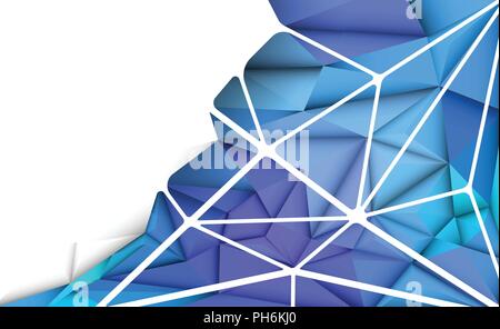 Vector 3D Geometric, Polygon, Line, Triangle pattern shape for wallpaper or background. Illustration low poly, polygonal design with green, blue color Stock Vector