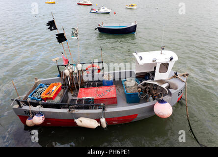 Aerial view looking down at a Fishing Boat DR178 Moored  inside Margate Harbour Arm, Margate, Kent Stock Photo