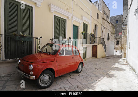 Red Fiat 500 car Stock Photo