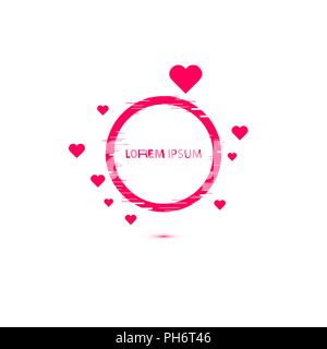 Vector circle frames set. Geometric shapes with herts, Glow Design for Graphic Design. Vector Illustration Stock Vector