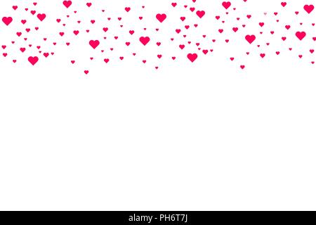 Heart shape pink and red confetti vector Valentines Day background Stock Vector