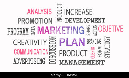 Marketing Plan word cloud concept on white background. Stock Photo
