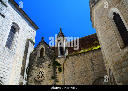 The Basilique St-Sauveur, a pilgrimage church and cloister in the medieval village of Rocamadour in the Lot department of France Stock Photo