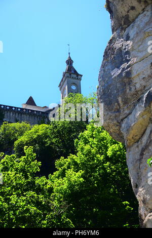 The Basilique St-Sauveur, a pilgrimage church and cloister in the medieval village of Rocamadour in the Lot department of France Stock Photo