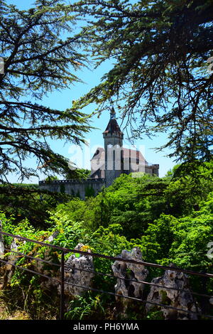 The Basilique St-Sauveur, a pilgrimage church and cloister in the medieval village of Rocamadour in the Lot department of France Stock Photo