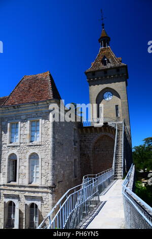 The Basilique St-Sauveur, a pilgrimage church and cloister in the medieval village of Rocamadour in the Lot department of France Stock Photo