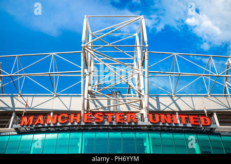 MANCHESTER, UK - MAY 19 2018: Old Trafford is  home of Manchester United. It's the largest club football stadium with a capacity of 74,994, has been U Stock Photo