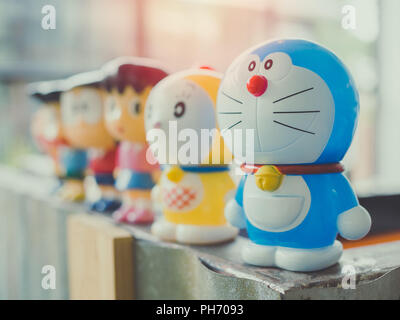 BANGKOK, THAILAND - August 19, 2018: Doraemon, Dorami, Shizuka, Nobita and  Suneo figure model on the wooden table, Doraemon manga cute, funny and love  Stock Photo - Alamy