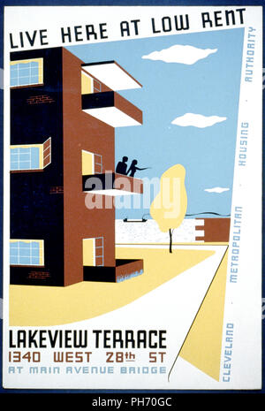 Poster for Cleveland Metropolitan Housing Authority promoting low income housing. Stock Photo