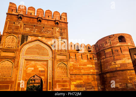 Entrance gate in agra fort, india Stock Photo