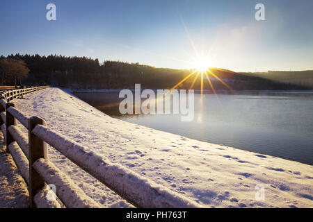 Verse reservoir in winter, Germany, North Rhine-Westphalia, Sauerland, Luedenscheid Stock Photo