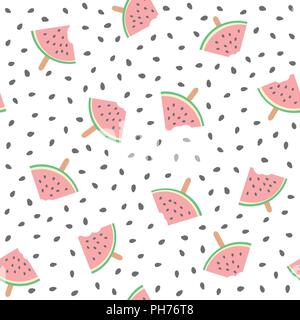 Seamless watermelons pattern. Vector background with watermelon Stock Vector