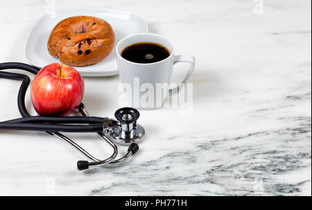 Healthy morning meal for breakfast on white marble countertop Stock Photo