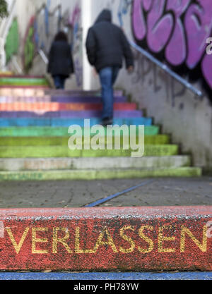 the word count on on colourful perron, Scala, Holsteiner Treppe, Wuppertal, Germany Stock Photo