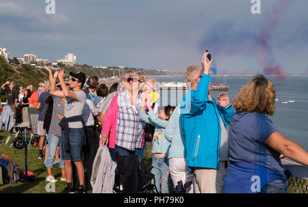 Bournemouth, UK 30th August 2018, Spectators watch the Air Festival from West Cliff. ©dbphots/Alamy Live News Stock Photo