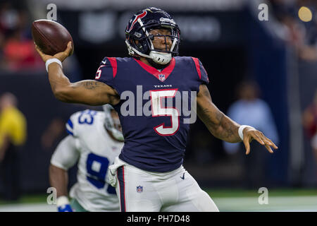 Houston, USA. 30th Aug 2018. August 30, 2018: Houston Texans tight end  Jordan Akins (88) gets wrapped up by Dallas Cowboys defensive back Tyree  Robinson (23) during the 1st quarter of a