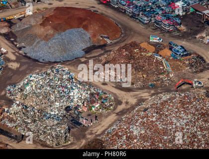 Aerial view of an Auto recycling facility, in Ontario. Stock Photo