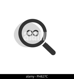 Magnifying glass infinity isolated web icon. Vector illustration Stock Vector