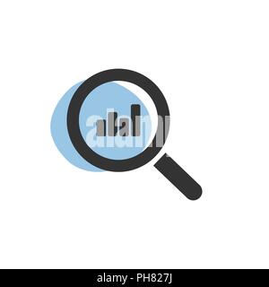 Magnifying glass statistics isolated web icon. Vector illustration Stock Vector