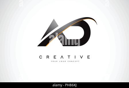 A vector illustration logo of AD and swoosh monogram initial letter ...