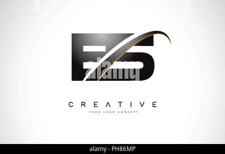 ES E S Letter Logo Design with Swoosh and Black Brush Stroke. Modern ...