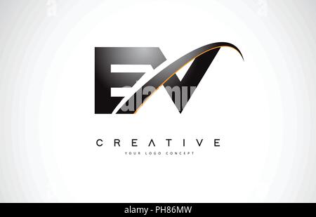 EV Letter Design with Brush Stroke and Modern 3D Look Vector ...