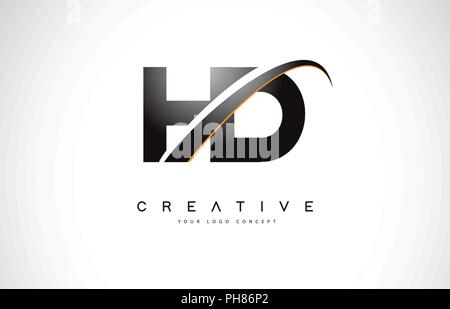 Hd H D Letter Logo Design With Swoosh And Black Lines Modern Creative Zebra Lines Letters Vector Logo Stock Vector Image Art Alamy